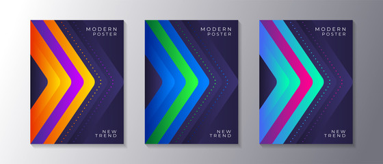 Wall Mural - Covers templates set with trendy glow gradient neon, applicable for poster, flyer, banner, magazine, etc