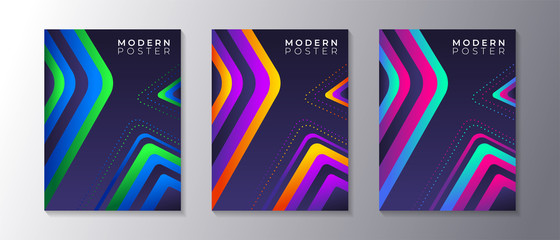 Wall Mural - Covers templates set with trendy glow gradient neon, applicable for poster, flyer, banner, magazine, etc