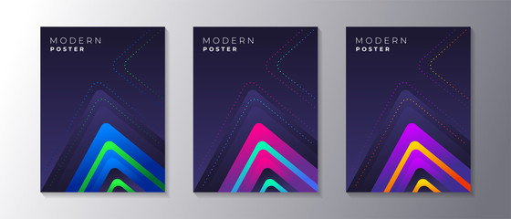 Wall Mural - Covers templates set with trendy glow gradient neon, applicable for poster, flyer, banner, magazine, etc