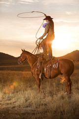 Wall Mural - Standing on horse with rope