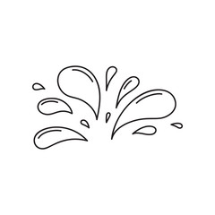 Fototapete - A lot of small spray and droplets. Contour water drop icon. Hand drawn cartoon illustration of aqua. Symbol of splashing liquid in doodle style. Isolated outline vector image