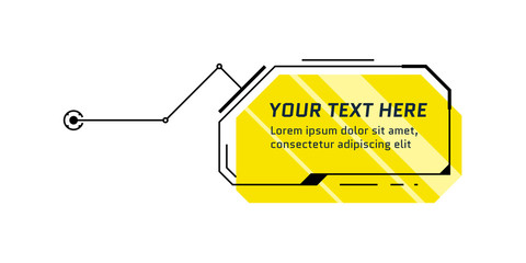 Wall Mural - HUD futuristic style yellow callout title. Infographic call out box bar and modern digital info sci-fi frame layout template. Interface UI and GUI textbox element. Vector illustration