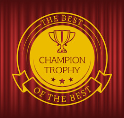 Wall Mural - best of the best round medal reward. golden shiny champion trophy. winner metal award, first place p
