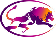 Lion And Deer Chasing Logo