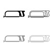 Hacksaw for metal and manual using Hand saw Repair tool icon outline set black grey color vector illustration flat style image