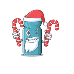 Canvas Print - Happy water bottle Scroll Cartoon character in Santa with candy