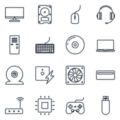 Poster - Computer Components set Icons template color editable. Computer Components symbol vector sign isolated on white background illustration for graphic and web design.
