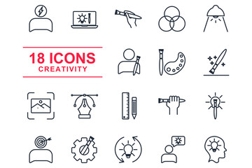 Fototapete - Creativity set Icons template color editable. Creativity symbol vector sign isolated on white background illustration for graphic and web design.