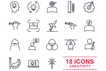 Fototapete - Creativity set Icons template color editable. Creativity symbol vector sign isolated on white background illustration for graphic and web design.