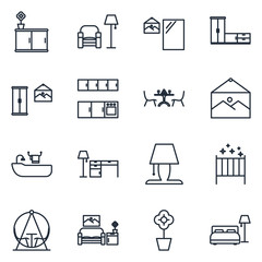Aufkleber - Home Room Interior set Icons template color editable. Home Room Interior symbol vector sign isolated on white background illustration for graphic and web design.