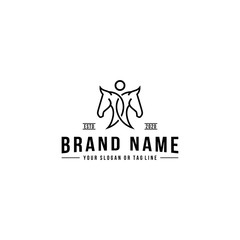 Wall Mural - Creative human and horse logo design vector