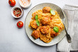 © petrrgoskov - Plate of spaghetti with meatballs in tomato marinara sauce, top view