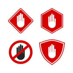 Poster - Adblock or red stop icon template color editable. Stop hand symbol vector sign isolated on white background illustration for graphic and web design.