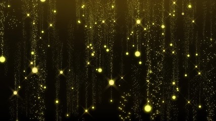 Canvas Print - abstract gold magic light trail particle dust glittering background camera fly through sparkling star