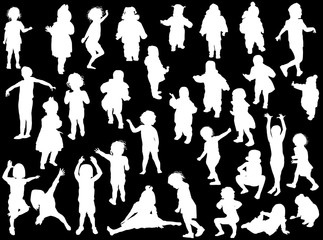 thirty two active child white silhouettes