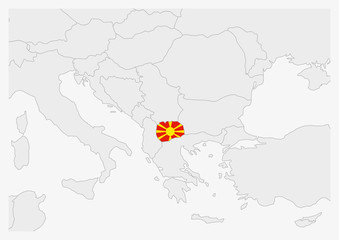 Wall Mural - Macedonia map highlighted in Macedonia flag colors