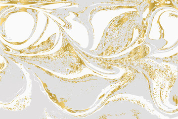 Gray and gold agate ripplle pattern. Pale beautiful marble background.