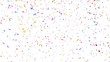 Multicolor confetti abstract background with a lot of falling pieces, isolated on a white background. Festive decorative tinsel element for design. 3d render