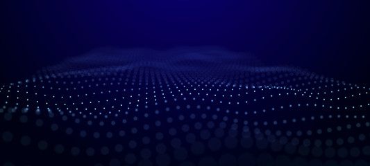 Fototapete - Wave of dots . Abstract background. Network connection structure.