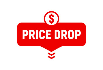 Price drop icon, lower cost reduction. Loss market sale concept, discount sign