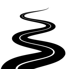 Winding road vector highway path long street asphalt isolated perspective road way journey illustration