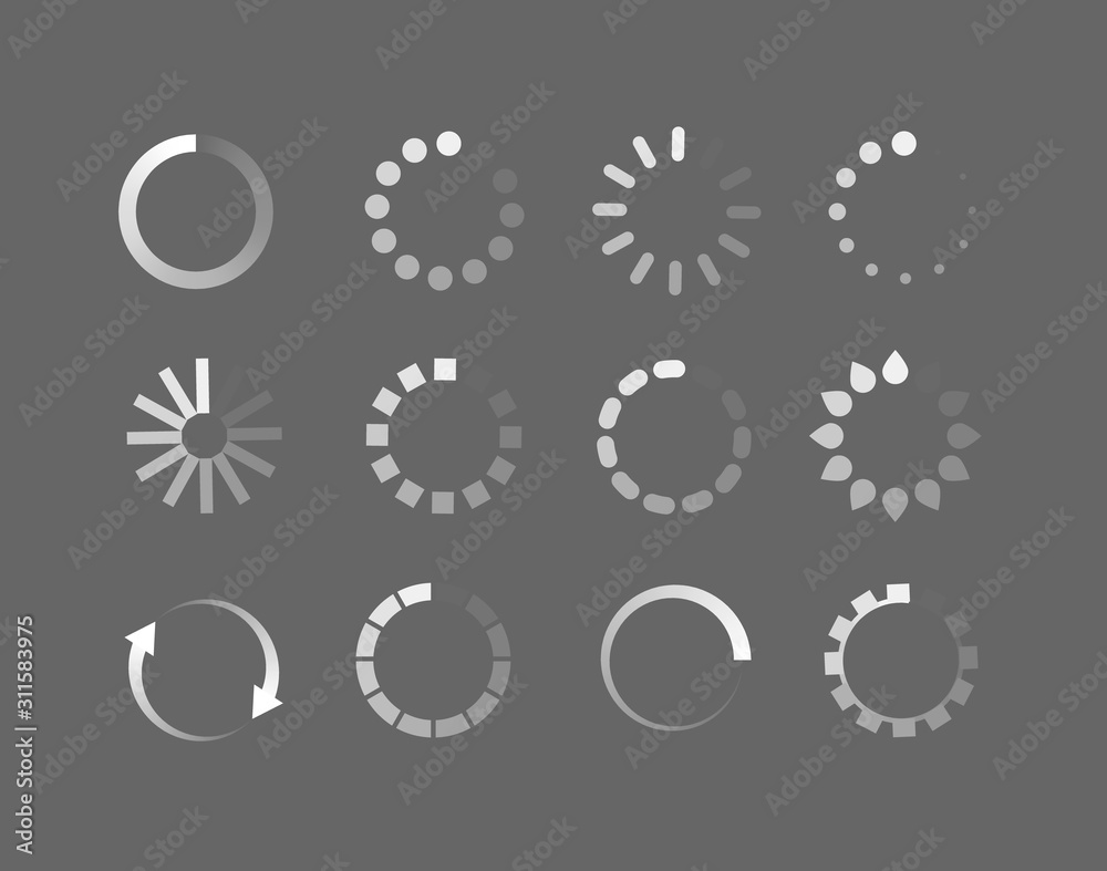 Loader icon vector circle button. Load sign ymbol progress bar for upload download round process - obrazy, fototapety, plakaty 