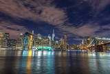 Fototapeta Miasta - Lower Manhattan by night, NYC