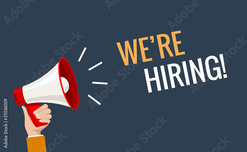 Cuadros en Lienzo We hiring now banner job offer vector background