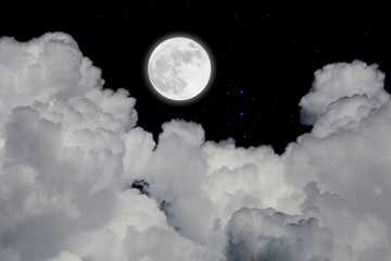 Wall Mural - full moon with starry and clouds background. romantic night.
