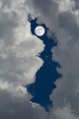 Wall Mural - full moon with starry and clouds background. romantic night.