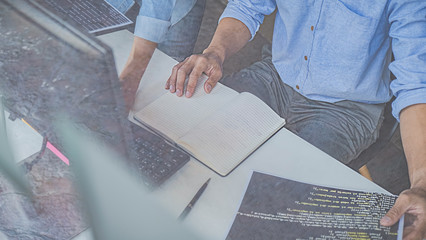 programmer working in a software development and coding technologies. website design. technology con