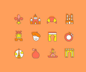 Sticker - Set of Simple line Icons of Paris