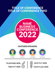 Business conference simple template invitation. Geometric magazine conference or poster business meeting design banner