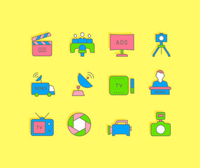 Sticker - Set of Simple line Icons of Television