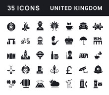 Set Of Simple Icons Of United Kingdom