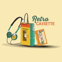 Retro Cassette Tape Player, Walkman With Head Phones