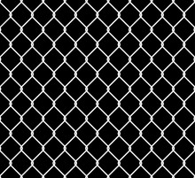 Seamless Metal Chain Link Fence. Wire Vector Fence Pattern Texture Background