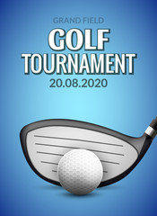 Wall Mural - Golf tournament poster template flyer. Golf ball competition. Sport club vector design