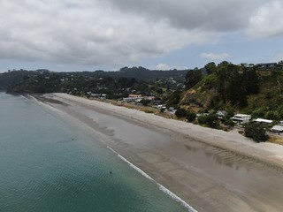 Waiheke Island, Auckland / New Zealand - December 24, 2019: The paradise island Waiheke with its stunning beaches, coastlines, hill terrains and vineyards