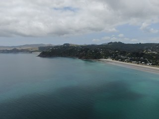 Waiheke Island, Auckland / New Zealand - December 24, 2019: The paradise island Waiheke with its stunning beaches, coastlines, hill terrains and vineyards