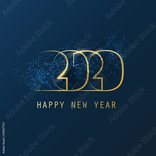 Best Wishes - Abstract Modern Style Happy New Year Greeting Card or Background, Tableau sur Toile