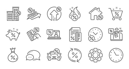 Poster - Loan line icons. Investment, Interest rate and Percentage diagram. Car leasing linear icon set. Quality line set. Vector