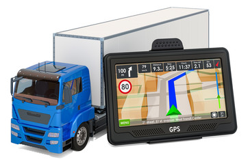 Poster - GPS navigation with truck, 3D rendering