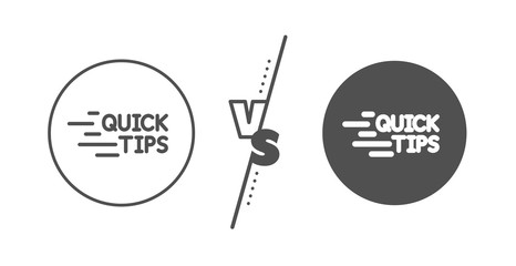 Poster - Helpful tricks sign. Versus concept. Quick tips line icon. Tutorials symbol. Line vs classic education icon. Vector