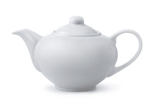 Side View Of White Ceramic Teapot
