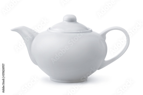 Cuadros en Lienzo Side view of white ceramic teapot