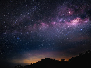 Wall Mural - the beauty of the milky way galaxy and stars on night sky before sunrise.