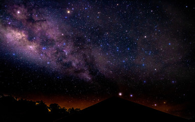 Wall Mural - view milky way galaxy with stars on night at kaeng krachan national park,thailand