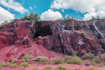 Wall Mural - Natural landscape made of red volcanic rock