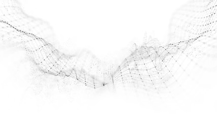 Fototapete - Abstract 3d rendering futuristic dots and lines. computer geometric digital connection structure. Visual information complexity. Intricate data threads plot. Intelligence artificial